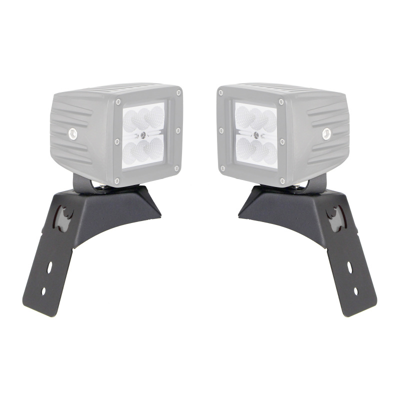 Jeep Gladiator JT Light Mounts - Go Rhino - Hood Latch Pod Mount Kit Single 3x3 Cube - Textured Black - `18-`20 Jeep Gladiator JT Light Mounts - Go Rhino - Hood Latch Pod Mount Kit Single 3x3 Cube - Textured Black - `18-`20